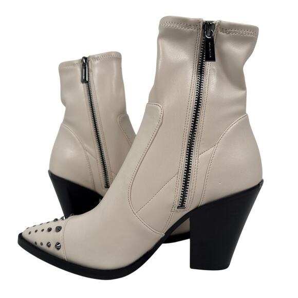 Michael Michael Kors Dover Heeled Bootie Womens 8 M Light Cream Leather Zip up - Picture 5 of 16